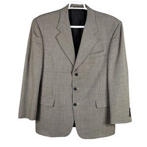 Gianfranco Ruffin Italy Mens 44R Wool Olive Green Houndstooth Blazer Timeless